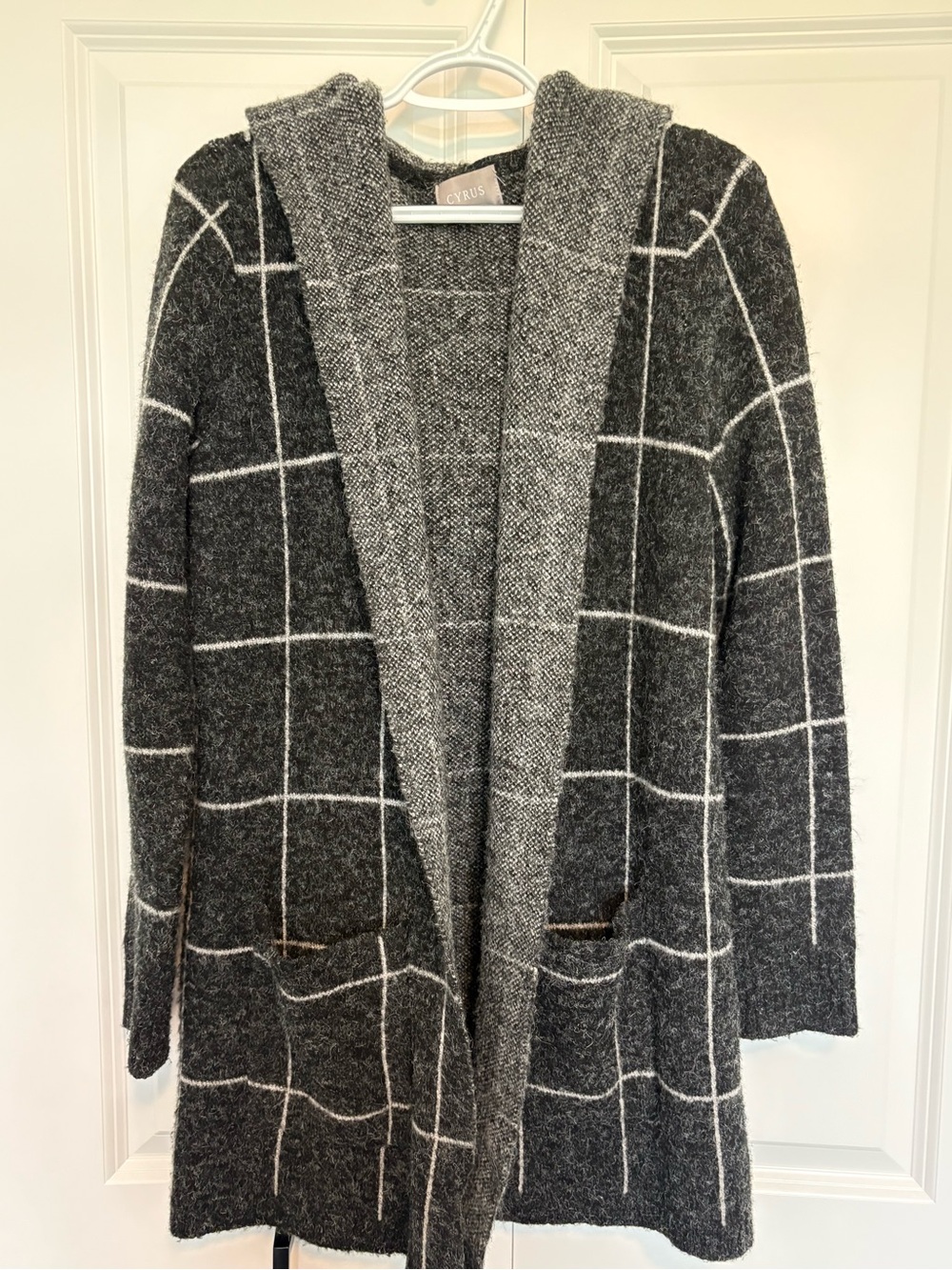 Cyrus window pane hooded Cardigan coat  - Medium